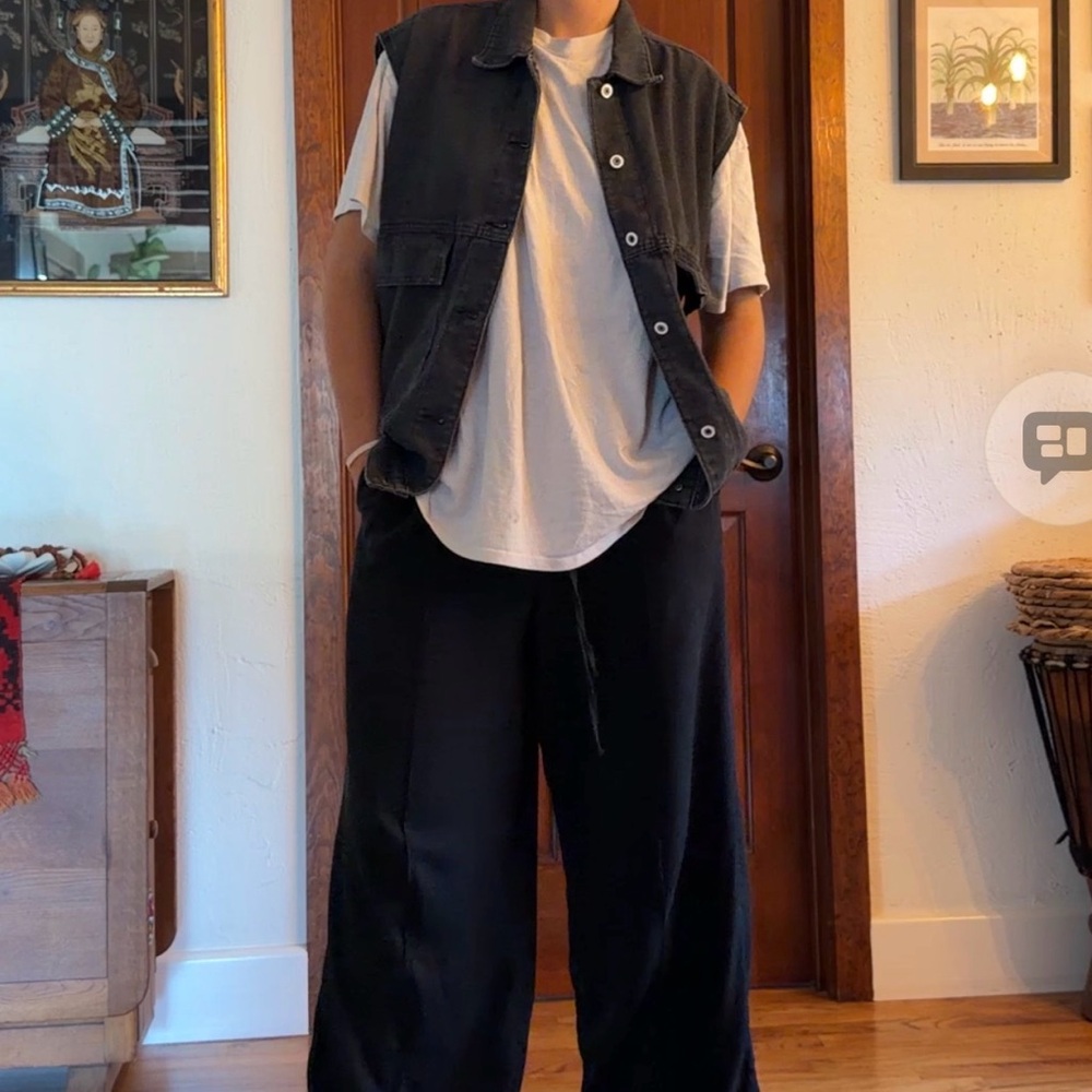 Women’s Black Denim Oversized Vest